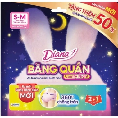 Thùng 16 gói Băng vệ sinh Diana COMFY NIGHT Size S-M & M-L 2 miếng gói 479.000
