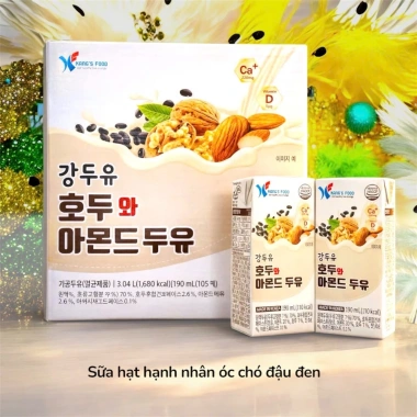Thùng 16 hộp 190ml Sữa hạt Óc Chó Hạnh nhân, đậu đen Hàn Quốc, vị tự nhiên nhạt, dễ uống chỉ 175k