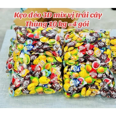 Thùng 1kg Kẹo Dẻo 3D Thái Lan Mix Đủ Vị - Giá ưu đãi 77.420 VND, giá gốc 97.549 VND