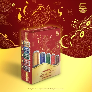 Thùng 20 Bia Lon 5E Mix Ngũ Hành Kim Thủy Mộc Hỏa Thổ – Giá ưu đãi 980.000₫