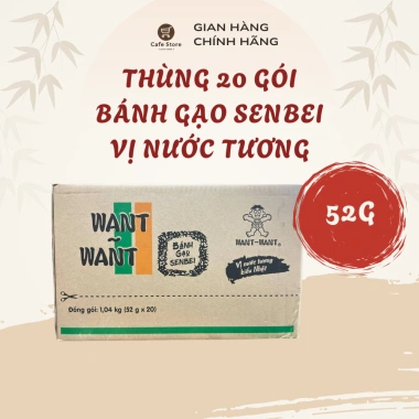 Thùng 20 gói Bánh Gạo 52g Vị Nước Tương Nhật - Snack giòn ngon, đậm đà chuẩn vị, giảm giá 132k