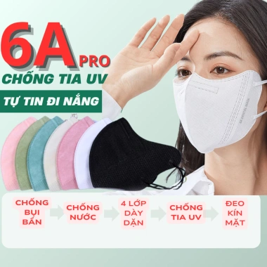 Thùng 200-100 Khẩu trang 6A 4 lớp kháng khuẩn, chống UV, che kín mặt - 59.400đ