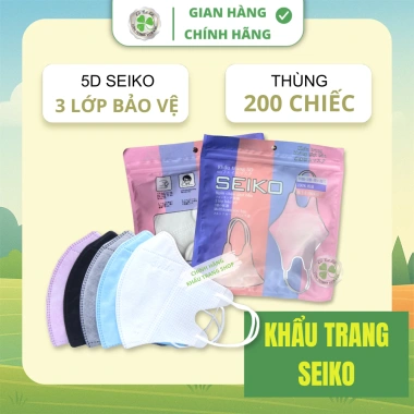 Thùng 200 Cái Khẩu Trang 5D SEIKO 3 Lớp Kháng Khuẩn, Lọc Bụi Mịn, Chống UV 85.000đ
