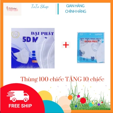 Thùng 200 chiếc khẩu trang 5D Đại Phát Nhật Anh 3 lớp kháng khuẩn, kháng nước, chống bụi mịn – Giá chỉ 25.000₫