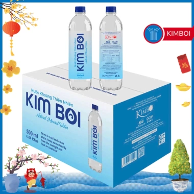 Thùng 24 chai 500ml Nước khoáng thiên nhiên Kim Bôi - Giá 110.000, suối nguồn Hòa Bình