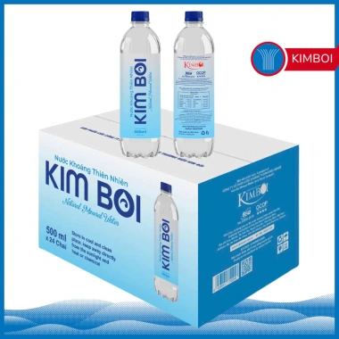 Thùng 24 chai 500ml Nước khoáng thiên nhiên Kim Bôi - Giá 110.000, suối nguồn Hòa Bình