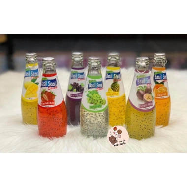 Thùng 24 chai Nước Hạt É Basil Seed 290ml - Giải khát trái cây tự nhiên, chai thủy tinh, giá ưu đãi 480.000₫