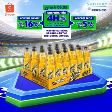 Thùng 24 chai Nước Tăng Lực Sting Vàng 330ml - Giá 232.000₫, giảm từ 292.320