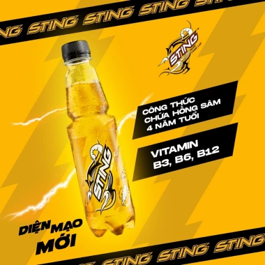 Thùng 24 chai Nước Tăng Lực Sting Vàng 330ml - Giá 232.000₫, giảm từ 292.320