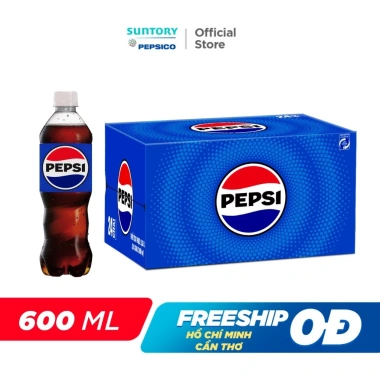 Thùng 24 chai Pepsi 600ml có gaz - Giảm giá 3.3, chỉ 221.000₫, nước ngọt giải khát