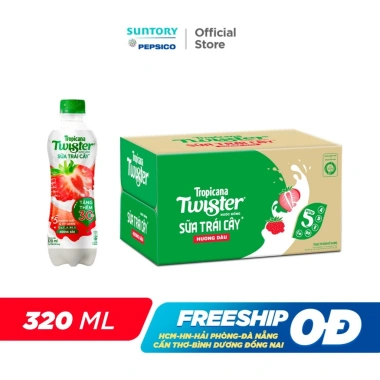Thùng 24 chai Sữa Trái Cây Hương Dâu Twister 320ml - Giá ưu đãi 195.000đ