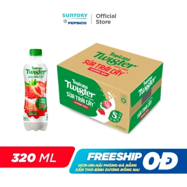 Thùng 24 chai Sữa Trái Cây Hương Dâu Twister 320ml - Giá ưu đãi 195.000đ