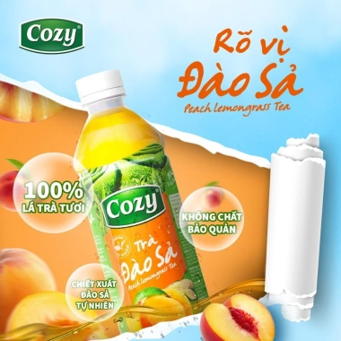 Thùng 24 chai Trà Đào Sả Uống liền Cozy – Hương vị mát, giá ưu đãi 185.000₫