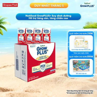 Thùng 24 hộp Nutifood GrowPLUS+ SBPS Đỏ 110ml Ít đường, tăng cân, tăng chiều cao, dinh dưỡng tối ưu