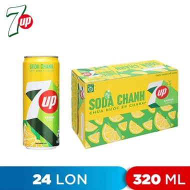 Thùng 24 lon 7UP Soda Chanh Không Calo 320ml - Giá chỉ 85.000đ, giảm mạnh