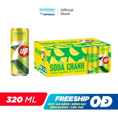 Thùng 24 Lon 7UP Soda Chanh Không Calo - Không Đường, Giá ưu đãi 226.000₫