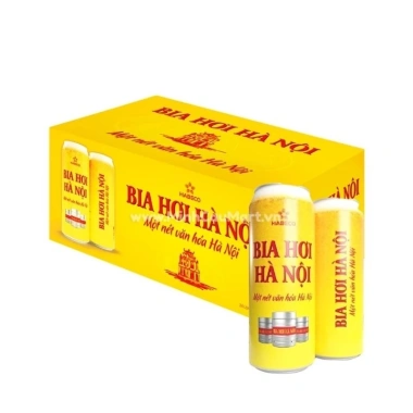 Thùng 24 lon Bia hơi Hà Nội 500ml - Giảm giá 489k, Vị tươi mát, Dễ bảo quản