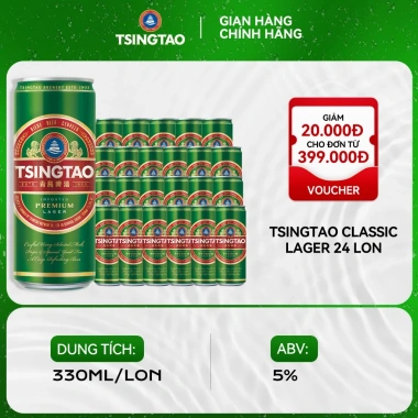 Thùng 24 lon Bia TSINGTAO Lager Nhập khẩu chính hãng 330ml Độ cồn 5% Giá 499.000 VNĐ