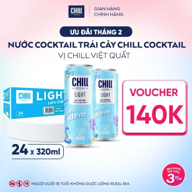 Thùng 24 lon Chill Cocktail Blueberry Vodka 320ml - Giá ưu đãi 579.000 VND