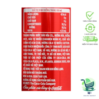 Thùng 24 lon Coca Cola 320ml Vị Nguyên Bản Giá ưu đãi 244.000 VND 5