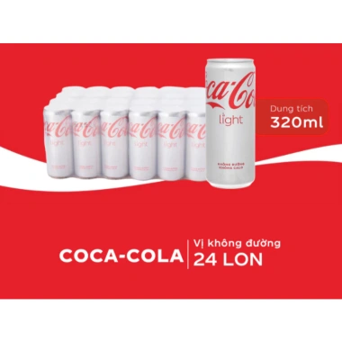 Thùng 24 Lon Coca-Cola Zero 320ml - Không Đường, Không Calo, Giá chỉ 269.000 VND