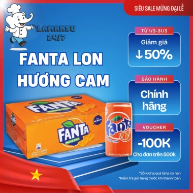 Thùng 24 Lon Fanta 320ml Hương Cam Nước Ngọt Vị Cam Mát, Chính Hãng, Giá 57.000₫