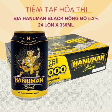 Thùng 24 Lon Hanuman Black Campuchia 330ml - Bia Đen 5.3% Giá Ưu Đãi 719.000₫