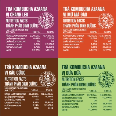 Thùng 24 lon Kombucha Azaana mix vị 330ml Trà lên men tự nhiên giá ưu đãi 787.200đ