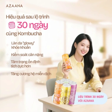 Thùng 24 lon Kombucha Azaana vị Sấu Gừng 330ml: Trà lên men tự nhiên giảm giá 22%