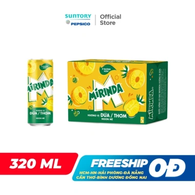 Thùng 24 Lon Mirinda Dứa 320ml - Nước Ngọt Gaz Giải Khát, Giảm Giá 225k