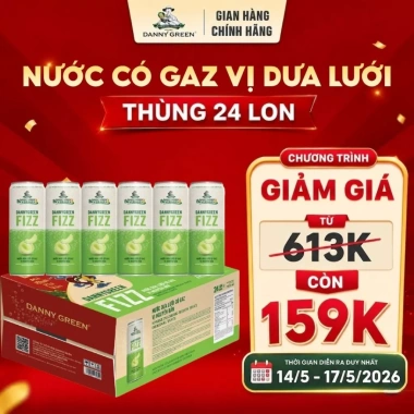 Thùng 24 Lon Nước ép Dưa Lưới Gaz DANNYGREEN Fizz 320ml Giá chỉ 115.000đ