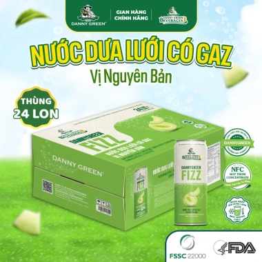 Thùng 24 Lon Nước ép Dưa Lưới Gaz DANNYGREEN Fizz 320ml Giá chỉ 115.000đ