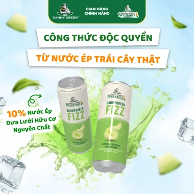 Thùng 24 Lon Nước ép Dưa Lưới Gaz DANNYGREEN Fizz 320ml Giá chỉ 115.000đ