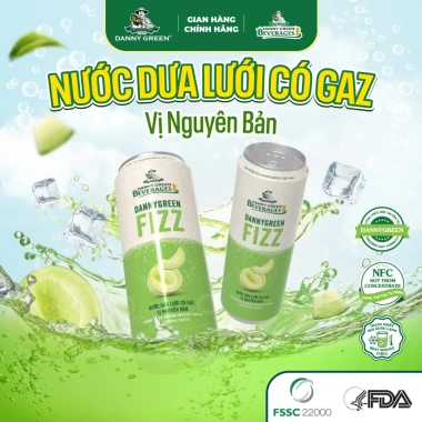 Thùng 24 Lon Nước ép Dưa Lưới Gaz DANNYGREEN Fizz 320ml Giá chỉ 115.000đ
