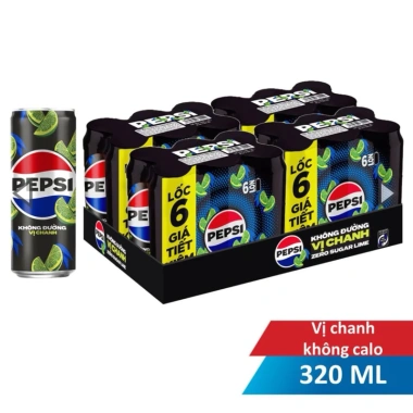 Thùng 24 lon Pepsi Chanh Không Calo 320ml - Giá ưu đãi 69.000đ AMMYFOOD