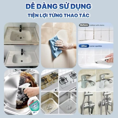 Thùng 3 chai xịt tẩy đa năng Topgia - Chỉ 110.000đ, tẩy sạch mọi bề mặt nhanh chóng