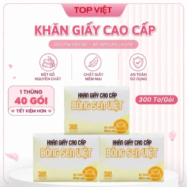 Thùng 30 gói giấy ăn cao cấp Bông Sen Việt 4 lớp - 300 tờ, chỉ 60.000 VND 6