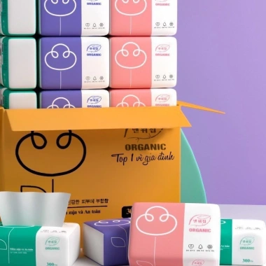 Thùng 30 gói Giấy ăn rút Organic cao cấp siêu dai - Giá 40.000₫ giảm từ 50.800₫ 3