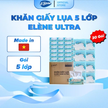 Thùng 30 Gói Khăn Giấy Lụa 5 Lớp Elene Cao Cấp - Mềm Mịn, An Toàn, Giá 89.000 VND