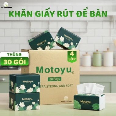 Thùng 30 gói Khăn giấy rút MOTOYU cao cấp – 230 tờ dày dặn, thấm hút tốt, mềm mại, an toàn da, chỉ 129.000₫