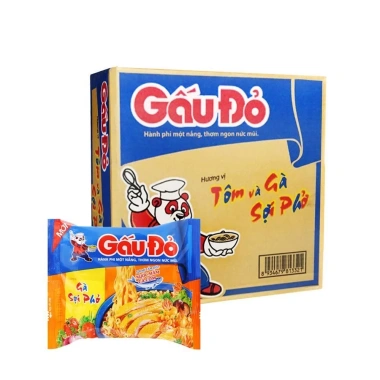 Thùng 30 Gói Mì Gấu Đỏ Gà Sợi Phở, Tôm Chua Cay, Chay Rau Nấm 63g - Giá chỉ 99.960₫ (Giá gốc 127.949₫)