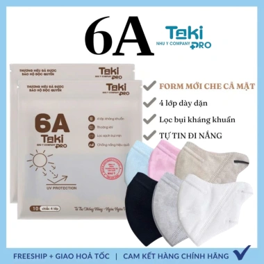 Thùng 300 chiếc Khẩu trang 6a Taki 4 lớp kháng khuẩn, dày dặn, chống UV, che kín mặt - Giá chỉ 69.000 2