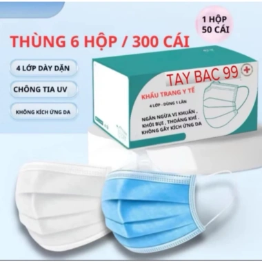 Thùng 300,200,100 khẩu trang y tế người lớn 4 lớp chống bụi UV - 69.600₫
