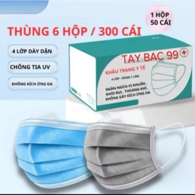 Thùng 300,200,100 khẩu trang y tế người lớn 4 lớp chống bụi UV - 69.600₫