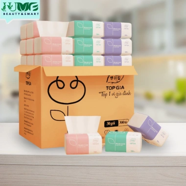 Thùng 30/16/10 Gói Giấy Ăn Top Gia Mềm Mịn – Khăn Giấy Gấu Trúc Thấm Hút Nhanh, Giá chỉ 80.100₫