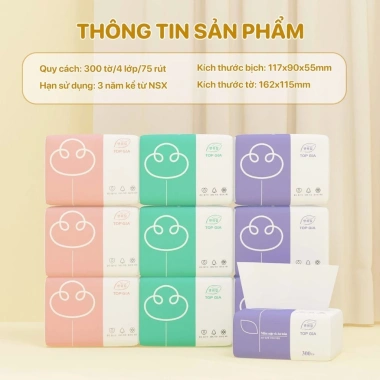 Thùng 30/16/10 Gói Giấy Ăn Top Gia Mềm Mịn – Khăn Giấy Gấu Trúc Thấm Hút Nhanh, Giá chỉ 80.100₫