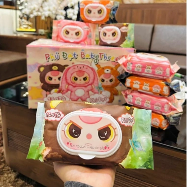 Thùng 32 gói Khăn Ướt BabyThree Phú Đạt - An toàn da bé, không mùi, 120 tờ, giá ưu đãi 78.000₫