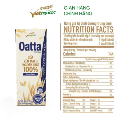 Thùng 36 hộp OATTA Drink Sữa Yến Mạch Nguyên Chất 180ml Ít Đường Giá 337.000đ