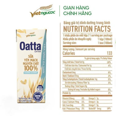 Thùng 36 Hộp Sữa Yến Mạch Nguyên Chất OATTA Drink Không Đường 180ml - Dinh Dưỡng, Giảm Cân, Giá Ưu Đãi