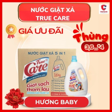 Thùng 4 Chai 3.6kg Nước giặt xả 5in1 hương hoa giặt sạch đặc tiết kiệm bọt